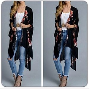 Floral Kimono Swim Cover Up Wrap OS